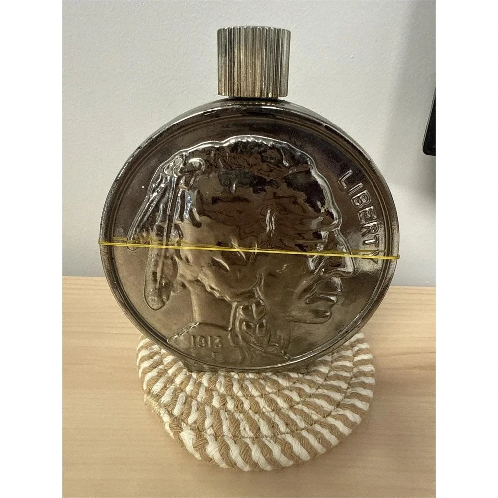 Vintage AVON -Buffalo head Nickel 1/2 Full- Wild Country After Shave Bottle